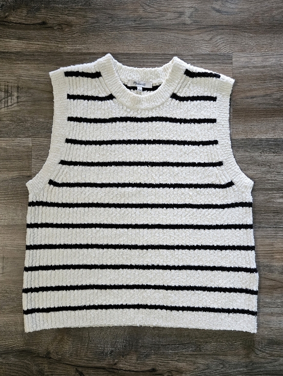 Madewell Tops - Madewell Bouclé-Knit Black &‎ White Stripe Sweater Tank